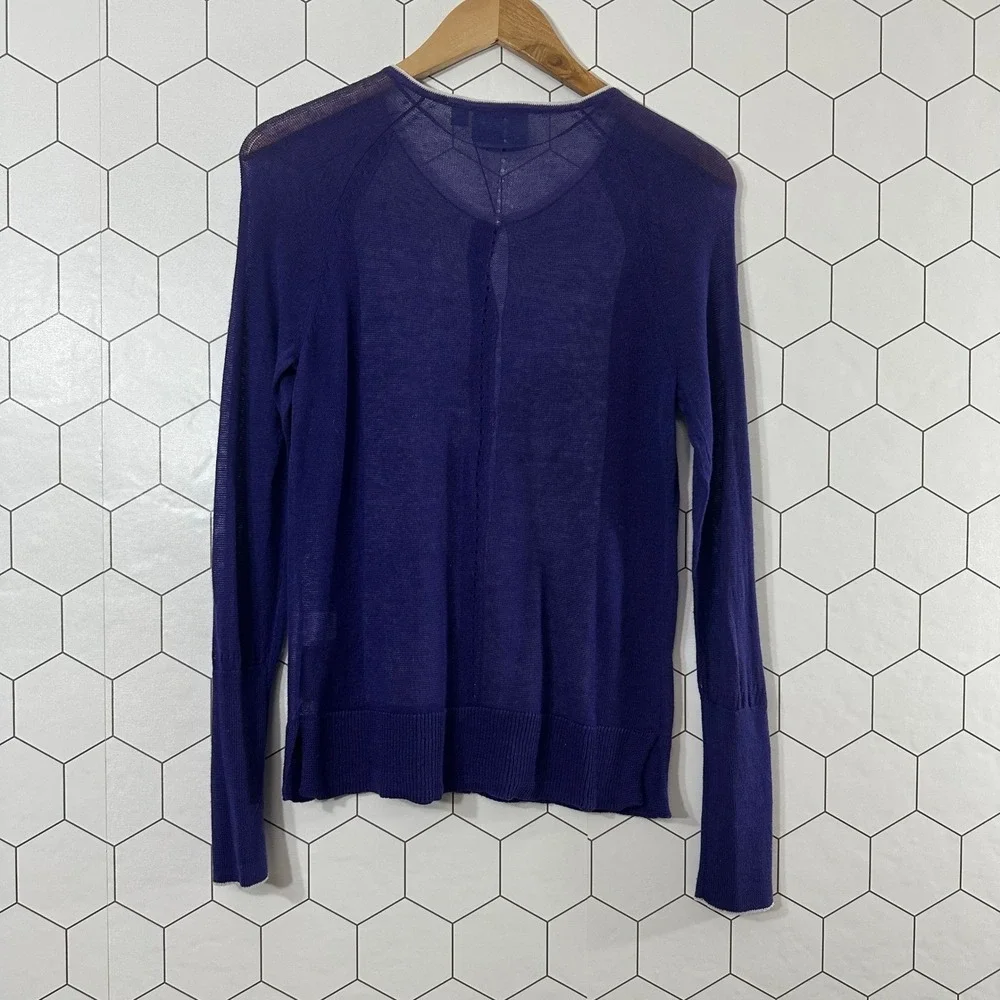 Simply Vera Vera Wang Purple Colorblock Knit Cardigan Sweater Womens Small NWT